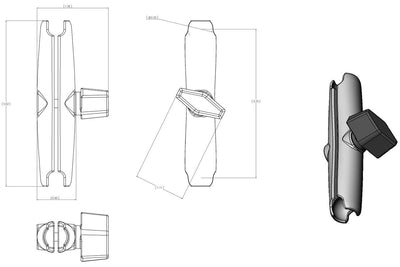 RAM Long Length Double Socket Arm for 0.56" Balls - RAM-A-201U-B - OC Mounts