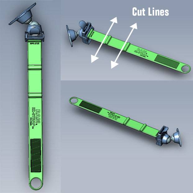 RAM EZ-Strap™ Mount with Short Arm and Diamond Adapter Base - RAP-SB-187U - OC Mounts