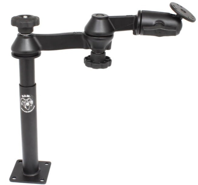 RAM Double Swing Arm with 8" Male Tele-Pole™, 9" Female Tele-Pole™ & 2.5" Round Base AMPs Hole Pattern - RAM-VP-SW1-89 - OC Mounts
