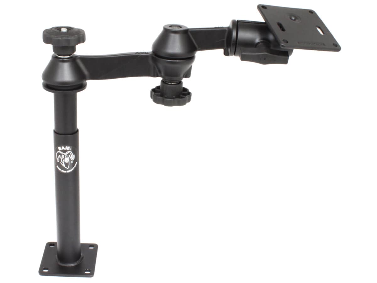 RAM Double Swing Arm with 8" Male Tele-Pole™, 9" Female Tele-Pole™ & 3.625" Square Base (75mm x 75mm VESA) - RAM-VP-SW1-89-2461 - OC Mounts