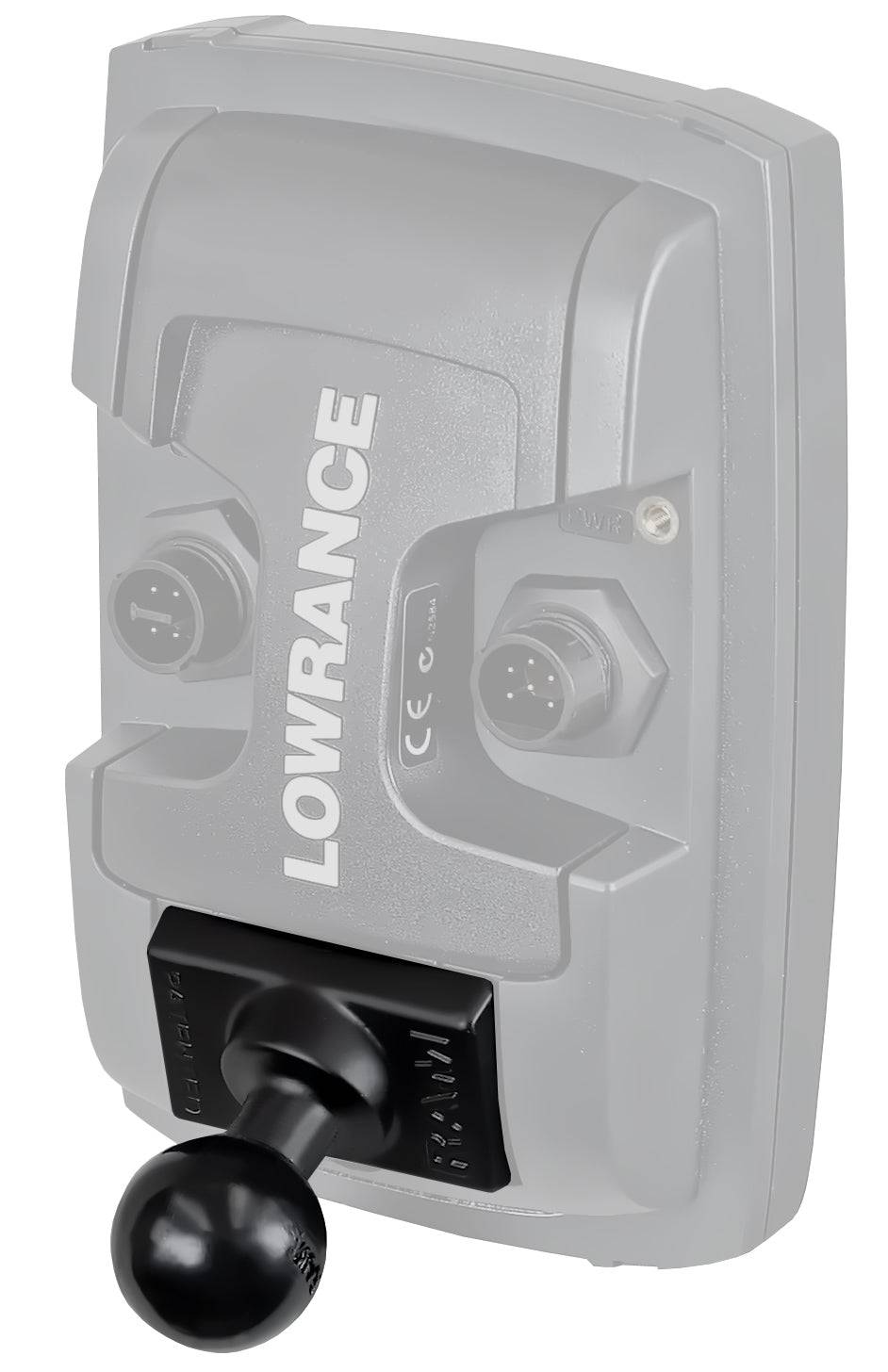 RAM Quick Release Adapter with B Size 1" Ball for "LIGHT USE" Lowrance Elite-4 & Mark-4 Series Fishfinders - RAM-B-202U-LO11 - OC Mounts