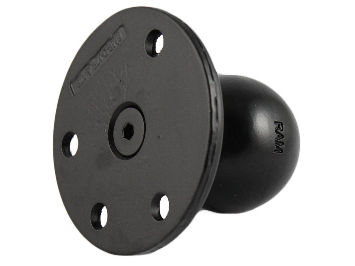 RAM 3.68" Diameter Round Plate with D Size 2.25" Ball & Steel Reinforcement - RAM-D-202U-IN1 - OC Mounts