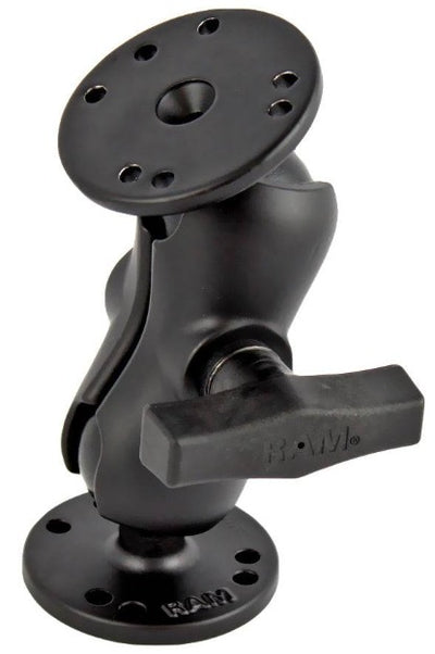RAM C Size 1.5" Ball Mount with Short Double Socket Arm & 2/2.5" Round Plate AMPs hole pattern - RAM-101U-B - OC Mounts