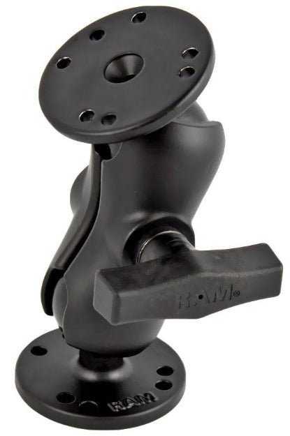 RAM 1.5" Balls on 2.5" round base w/Short Double Socket Arm  - RAM-101U-B
