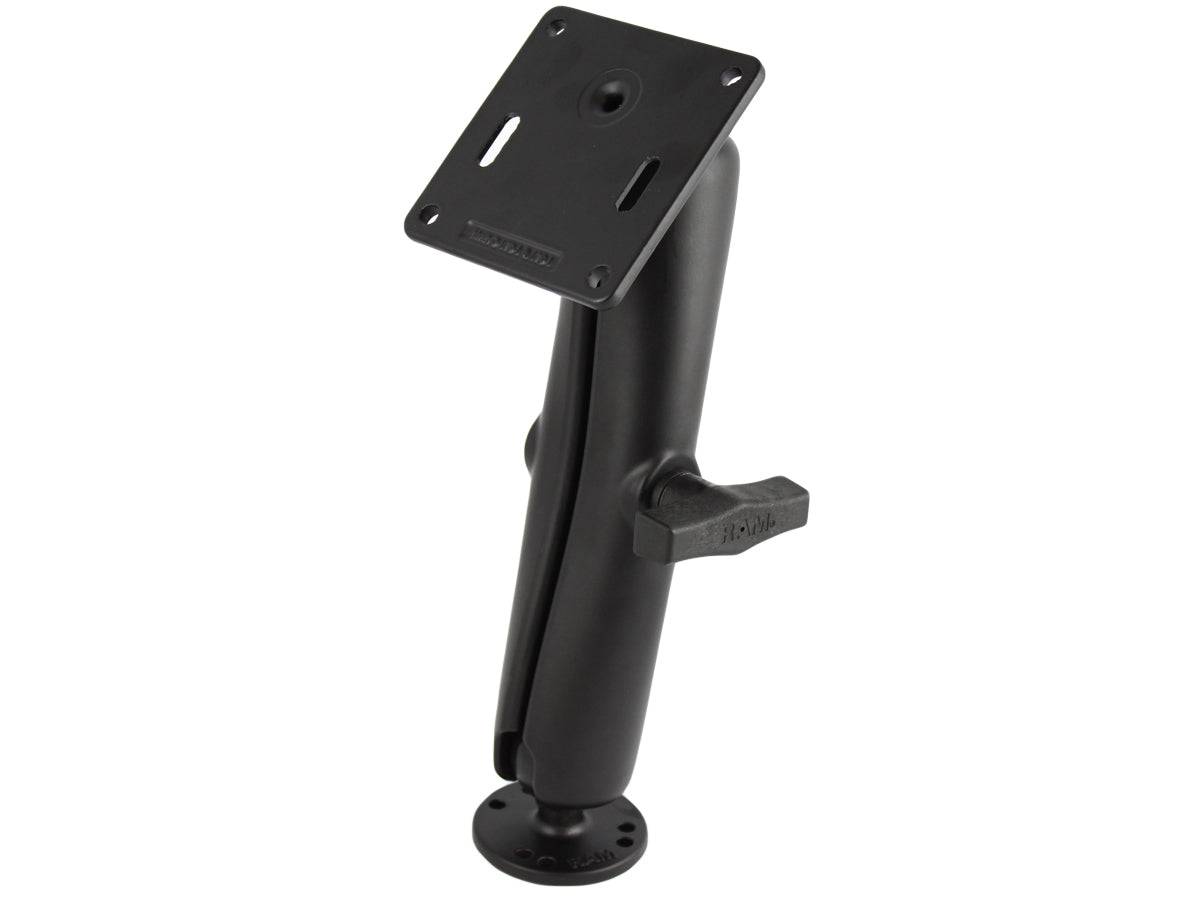 RAM 1.5" Ball Mount, Long Double Socket Arm, 2.5" Round Plate w/AMPs Hole Pattern & 3.625" Square Plate VESA 75mm Hole Pattern - RAM-101U-D-2461 - OC Mounts