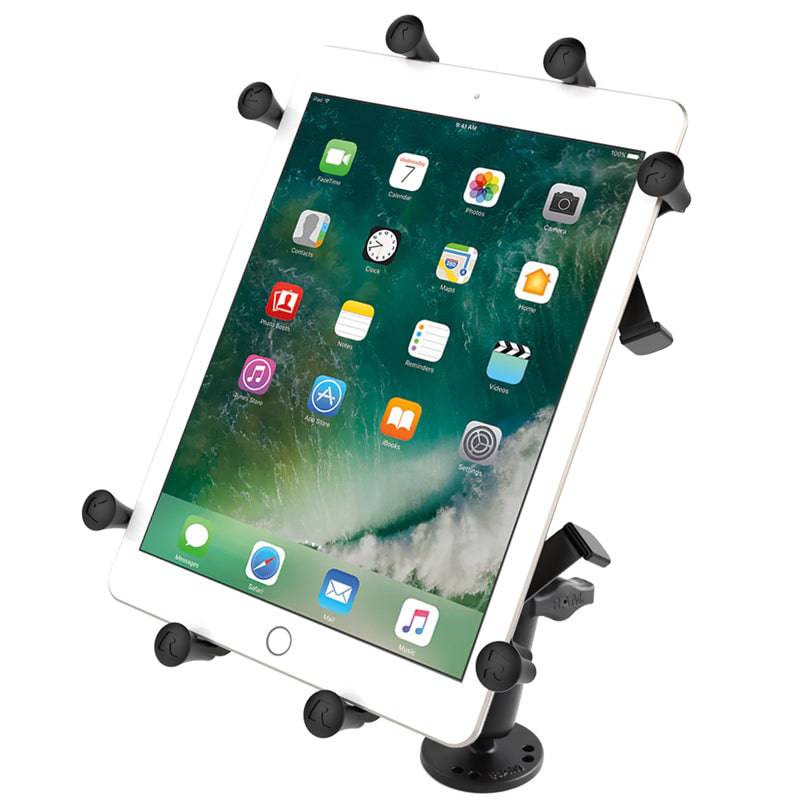 RAM Flat Surface Mount with LONG Double Socket Arm & Universal RAM® X-Grip® Cradle for 10" Large Tablets - RAM-B-101-C-UN9U - OC Mounts