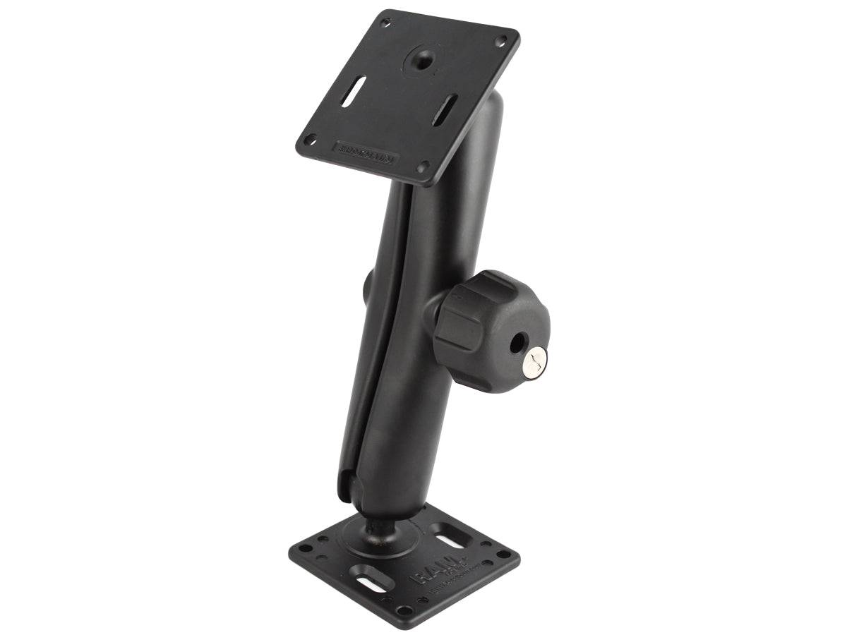 RAM 1.5" Ball Mount with Long Double Socket Arm, 2/Square Bases (VESA 75mm X 75mm Hole Pattern) and Locking Knob - RAM-102LU-D-2461 - OC Mounts