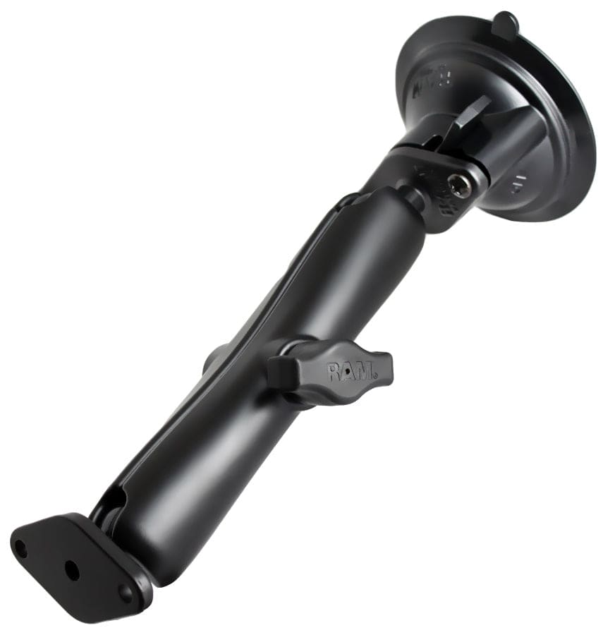 RAM Twist-Lock™ Suction Cup Mount with Long Double Socket Arm and Diamond Adapter; Overall Length: 9" - RAM-B-166U-C - OC Mounts