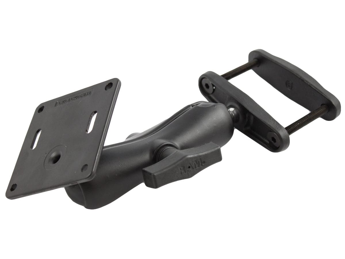 RAM 3" Max Width Clamp Mount with 1.5" Ball Double Socket Arm & 3.625" Square Base (VESA 75mm X 75mm Hole Pattern) - RAM-2461-247U-3 - OC Mounts