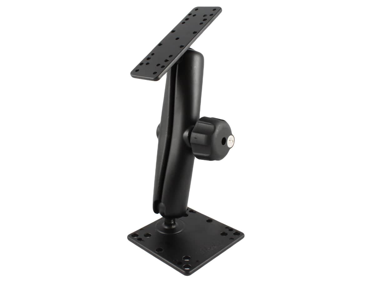 RAM 1.5" Ball Mount, Long Double Socket 4.75" Square Base, VESA (4x75mm) (4x100mm) Hole Patterns, 6.25" x 2" Universal Base - RAM-111LU-D-246 - OC Mounts