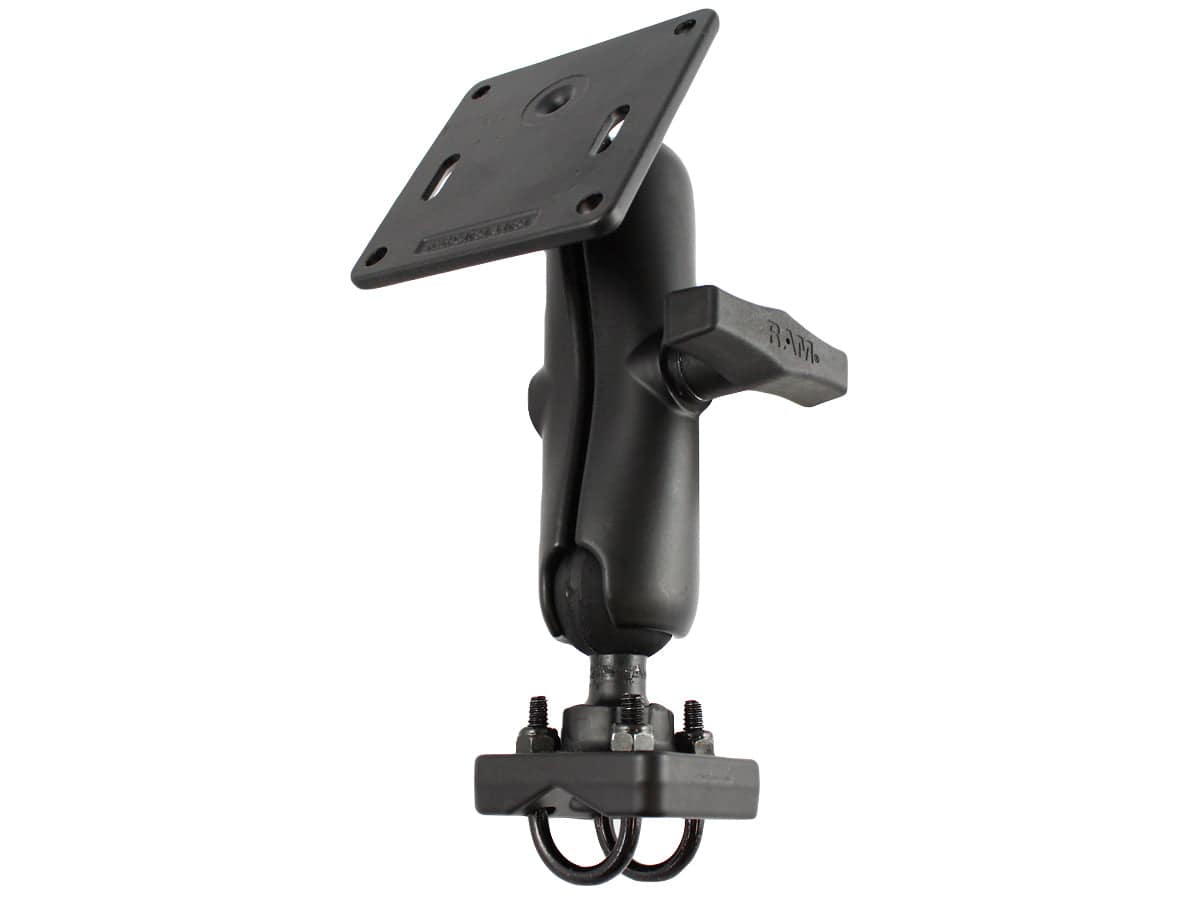 RAM 1.5" Rail Mount with Double U-Bolt Base & 3.625" Square Base (VESA 75mm X 75mm Hole Pattern) - RAM-334-1U - OC Mounts