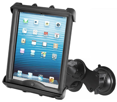 RAM Double Twist-Lock™ Suction Cup Mount with Tab-Tite™ Universal Spring Loaded Cradle for 10" Tablets with HEAVY DUTY CASES - RAM-B-189-TAB8U - OC Mounts