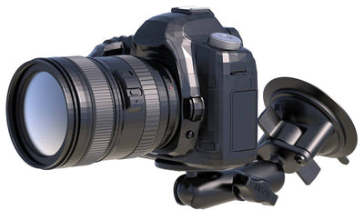 RAM Twist-Lock™ Suction Cup Mount with Round Base Adapter that contains a 1/4-20 Thread for Cameras - RAM-B-166-202AU - OC Mounts