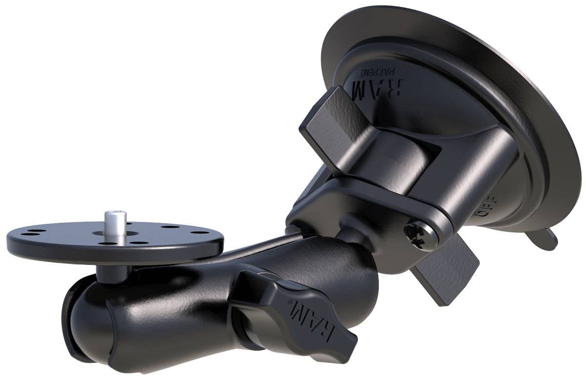 RAM Twist-Lock™ Suction Cup Mount with Round Base Adapter that contains a 1/4-20 Thread for Cameras - RAM-B-166-202AU - OC Mounts
