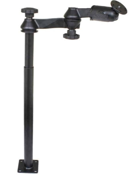 RAM Double Swing Arm with 12" Male Tele-Pole™, 18" Female Tele-Pole™ & 2.5" Round Base AMPs Hole Pattern - RAM-VP-SW1-1218 - OC Mounts