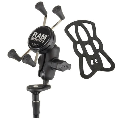 RAM Fork Stem Mount with Short Double Socket Arm & Universal RAM® X-Grip® Cell/iPhone Cradle - RAM-B-176-A-UN7U - OC Mounts