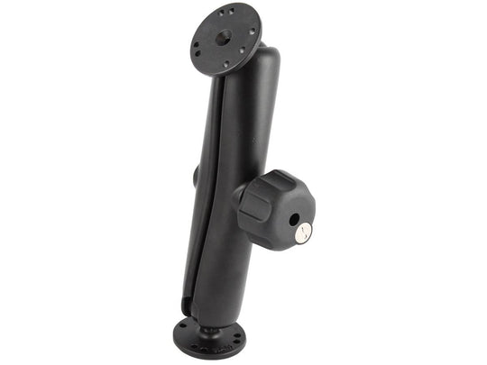 RAM 1.5" Ball Mount with Long Double Socket Arm, 2/2.5" Round Bases AMPs Hole Pattern & Locking Knob - RAM-101U-DL