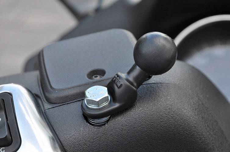 RAM 9mm Angled Base Motorcycle Mount with Short Double Socket Arm & Universal RAM® X-Grip® Cell/iPhone Cradle - RAM-B-272-A-UN7 - OC Mounts