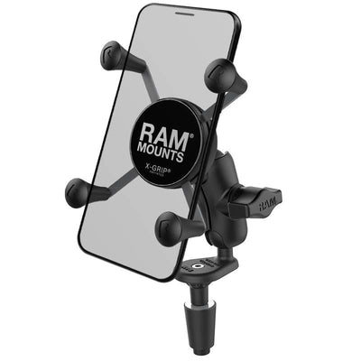 RAM Fork Stem Mount with Short Double Socket Arm & Universal RAM® X-Grip® Cell/iPhone Cradle - RAM-B-176-A-UN7U - OC Mounts