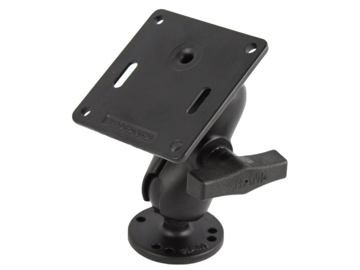 RAM 1.5" Ball Mount, Short Double Socket, 2.5" Round Plate AMPs Hole & 3.625" Square Plate VESA 75mmx75mm Pattern - RAM-101U-B-2461 - OC Mounts
