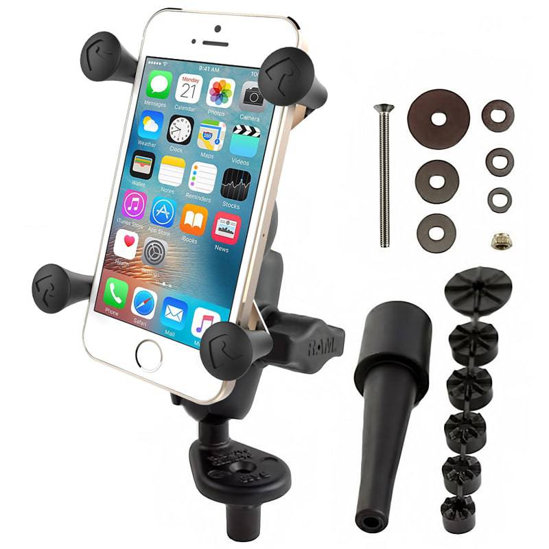 RAM Fork Stem Mount with Short Double Socket Arm & Universal RAM® X-Grip® Cell/iPhone Cradle - RAM-B-176-A-UN7U - OC Mounts