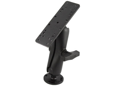 RAM 1.5" Ball Mount with 6.25" X 2" Rectangle Base, Medium LENGTH Double Socket Arm & 2.5" Round Base AMPs Hole Pattern - RAM-111 - OC Mounts