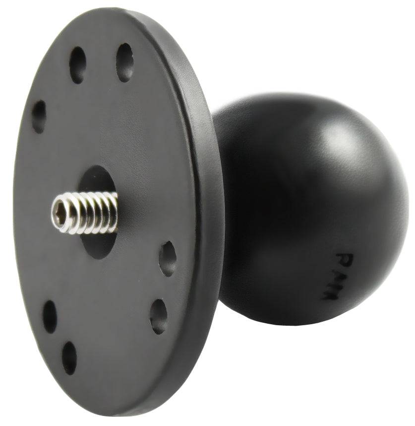 RAM 2.5" Round Base AMPs Hole Pattern, 1.5" Ball & 1/4-20 Threaded Male Post for Cameras - RAM-202AU - OC Mounts
