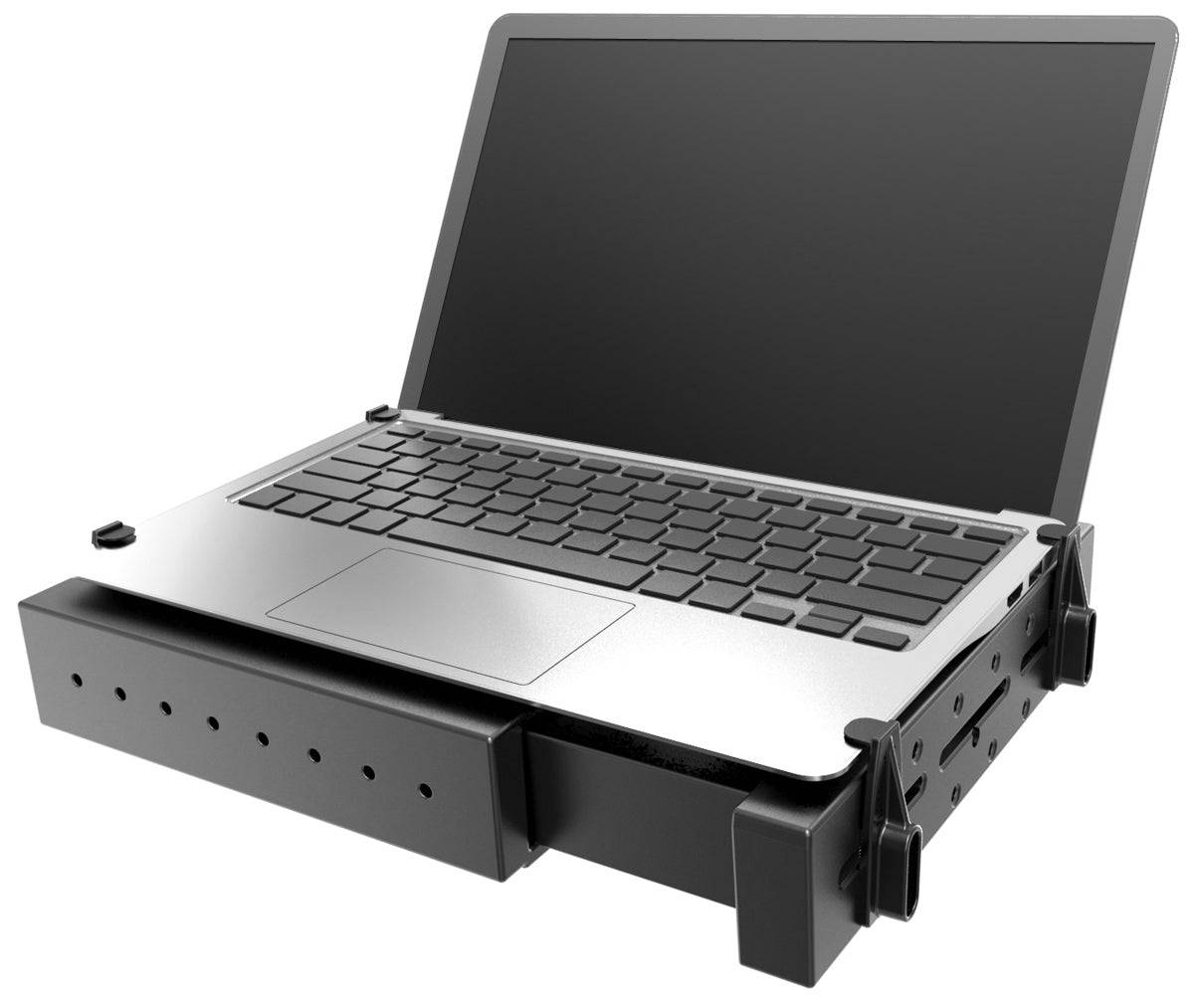 RAM C Size 1.5" Rail Mount with Double U-Bolt Base, Medium Length Double Socket Arm & Universal Laptop Tough-Tray™ Cradle - RAM-101-DAN1U - OC Mounts