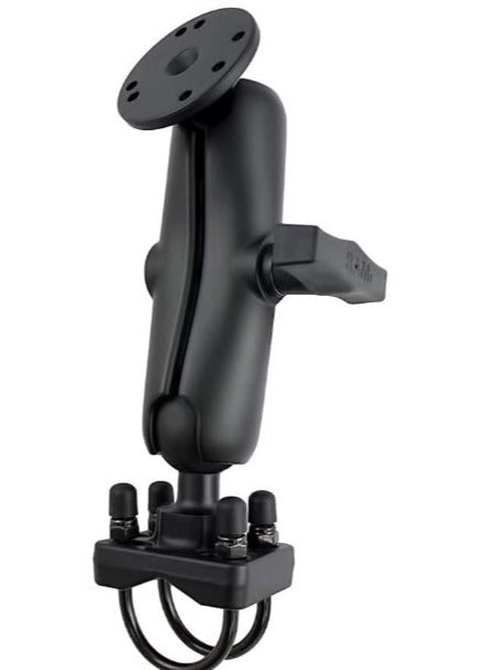 RAM C Size 1.5" Ball Rail Mount with Double U-Bolt Base & 2.5" Round Plate AMPs Hole Pattern - RAM-101U-235-1