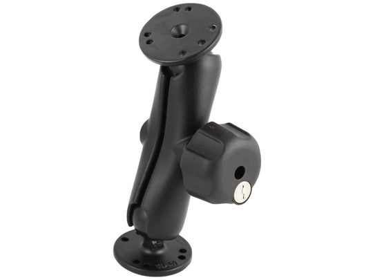 RAM 1.5" Ball Mount with Medium Length Double Socket Arm, 2/2.5" Round Bases AMPs Hole Pattern & Locking Knob - RAM-101U-L