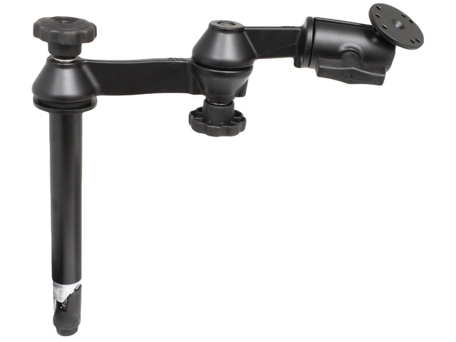 RAM Double Swing Arm with 8" Male Tele-Pole™ & 2.5" Round Base AMPs Hole Pattern - RAM-VP-SW1-8 - OC Mounts
