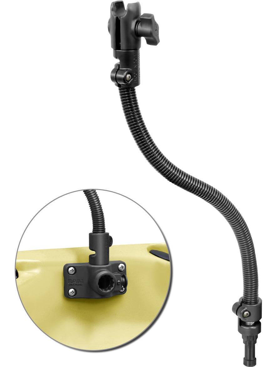 RAM Flex Arm™ Mounting System with Quick Release Spline Post Adapter, 18" Rigid Aluminum Rod and Single Socket Arm - RAP-B-200-1-114P-18U - OC Mounts