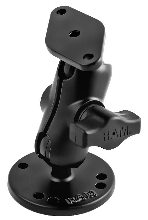 RAM 1" Ball Mount with Short Double Socket Arm, 2.5" Round Base & Diamond Base - RAM-B-138-A - OC Mounts