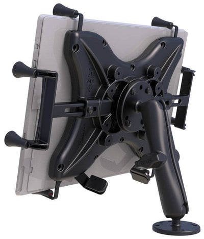 RAM Flat Surface Mount with LONG Double Socket Arm & Universal RAM® X-Grip® for 12" Tablets - RAM-B-101-C-UN11U - OC Mounts