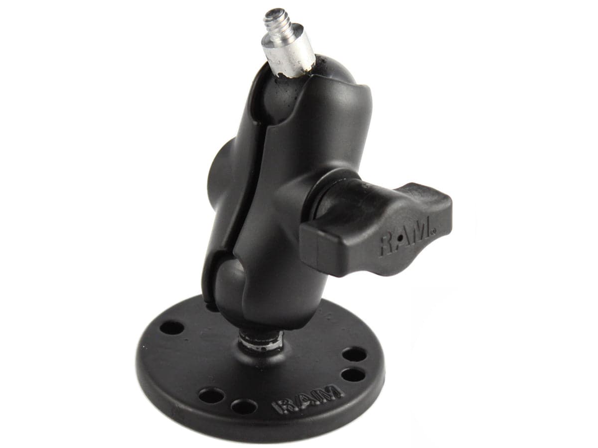 RAM 1" Ball Camera Mount with Short Double Socket Arm and Ball Base (1/4-20 Male Threaded Post) - RAM-B-101-A-237U - OC Mounts
