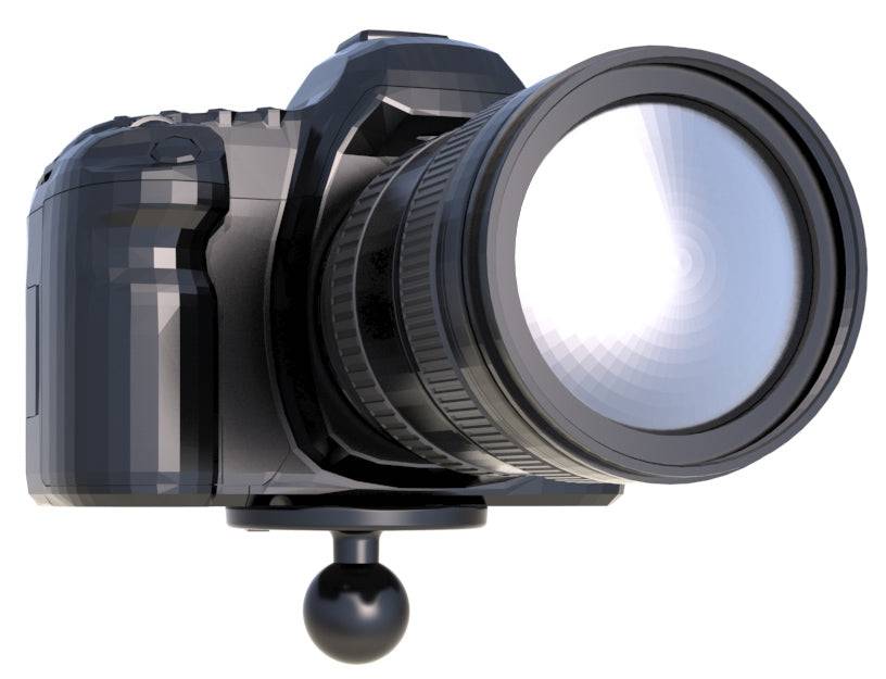 RAM Strap Clamp, Roll Bar Mount with Medium Length Double Socket Arm & 2.5" Dia. Round Base with 1/4-20 Male Threaded Post - RAM-B-149Z-2-202AU - OC Mounts