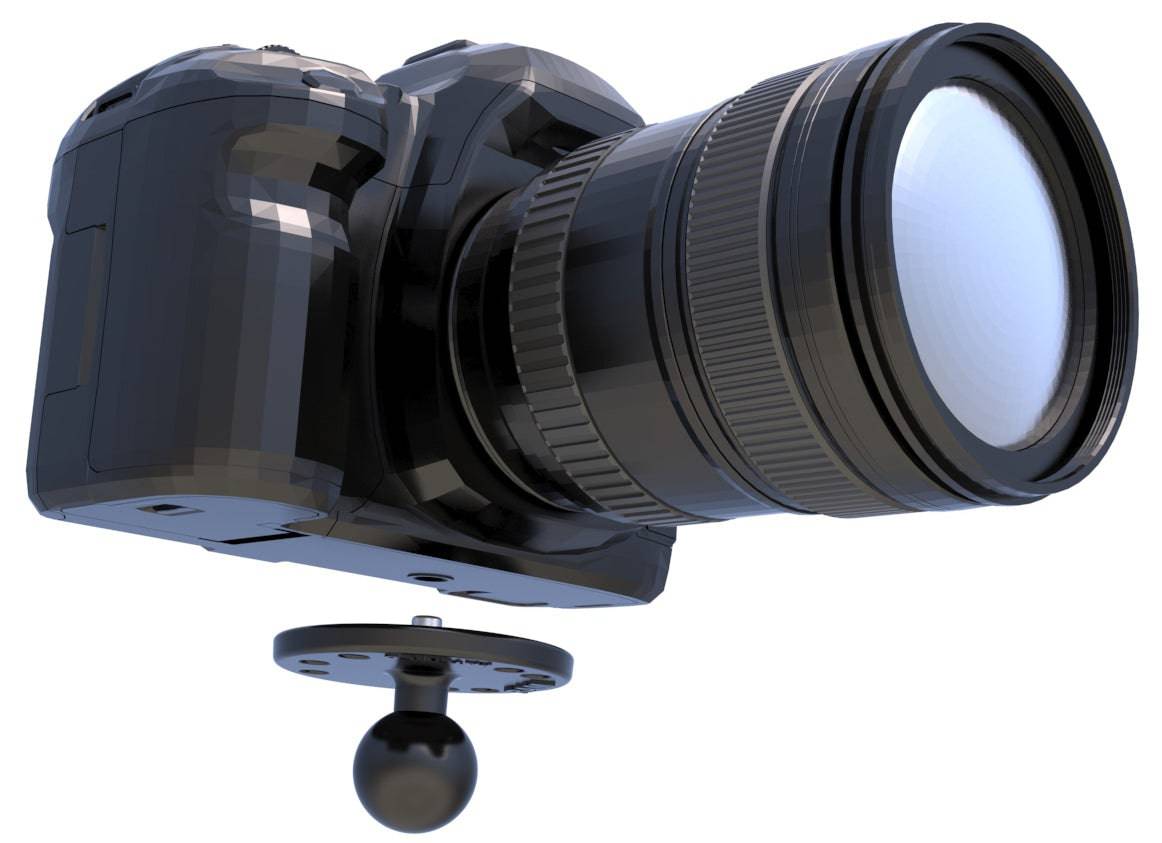 RAM Strap Clamp, Roll Bar Mount with Medium Length Double Socket Arm & 2.5" Dia. Round Base with 1/4-20 Male Threaded Post - RAM-B-149Z-2-202AU - OC Mounts