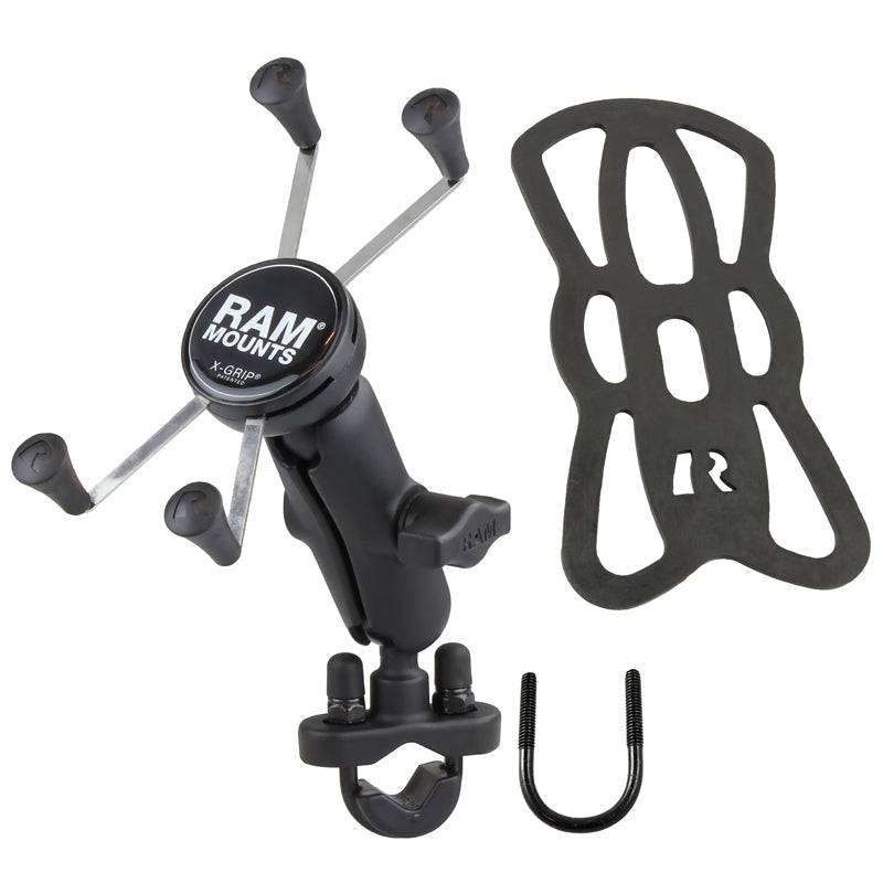 RAM Handlebar U-Bolt Mount with Universal RAM® X-Grip® Large Phone/Phablet Cradle - RAM-B-149Z-UN10U - OC Mounts