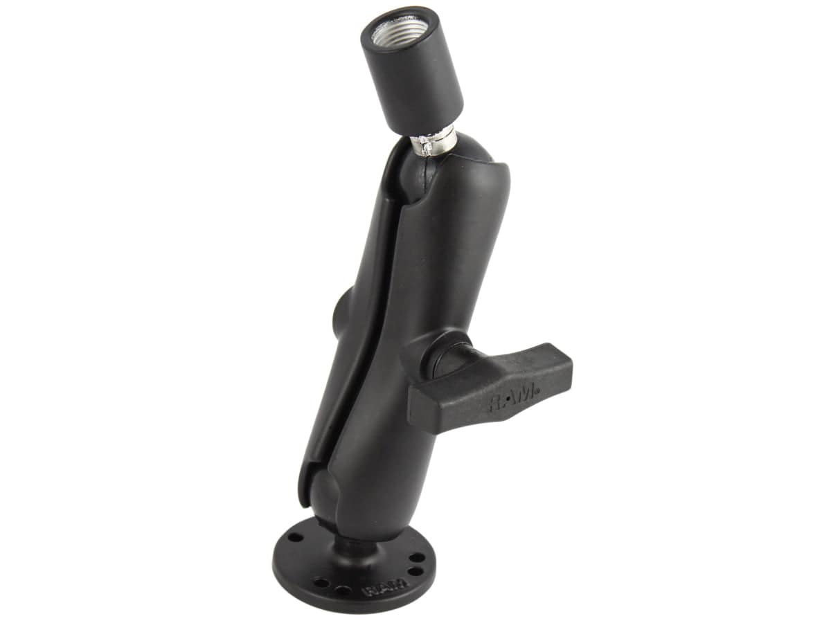 RAM C Size 1.5" Ball Mount with 2.5" Round Plate with AMPs Hole Pattern & 1/2" NPT Female - RAM-101-218-1U - OC Mounts