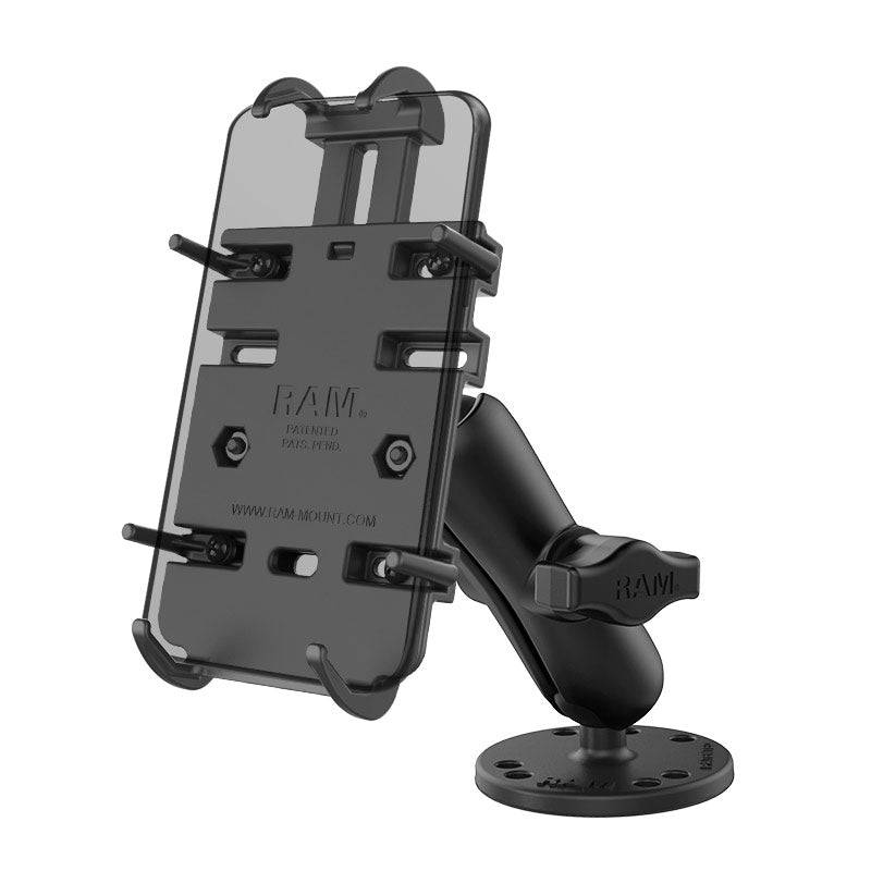 RAM Flat Surface Mount with Quick-Grip™ Universal Spring Loaded Phone Holder - RAM-B-138-PD3U - OC Mounts