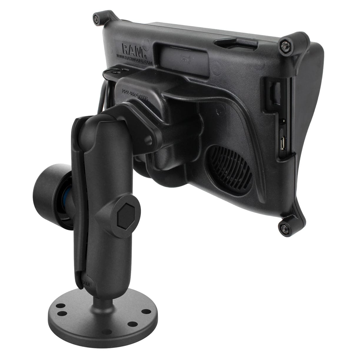 RAM 1" Ball Locking Mount, RAM® Pin-Lock™ Security Knob/Key Knob & Locking Case for the Garmin fleet 660/670 - RAM-B-138-GA66LU - OC Mounts