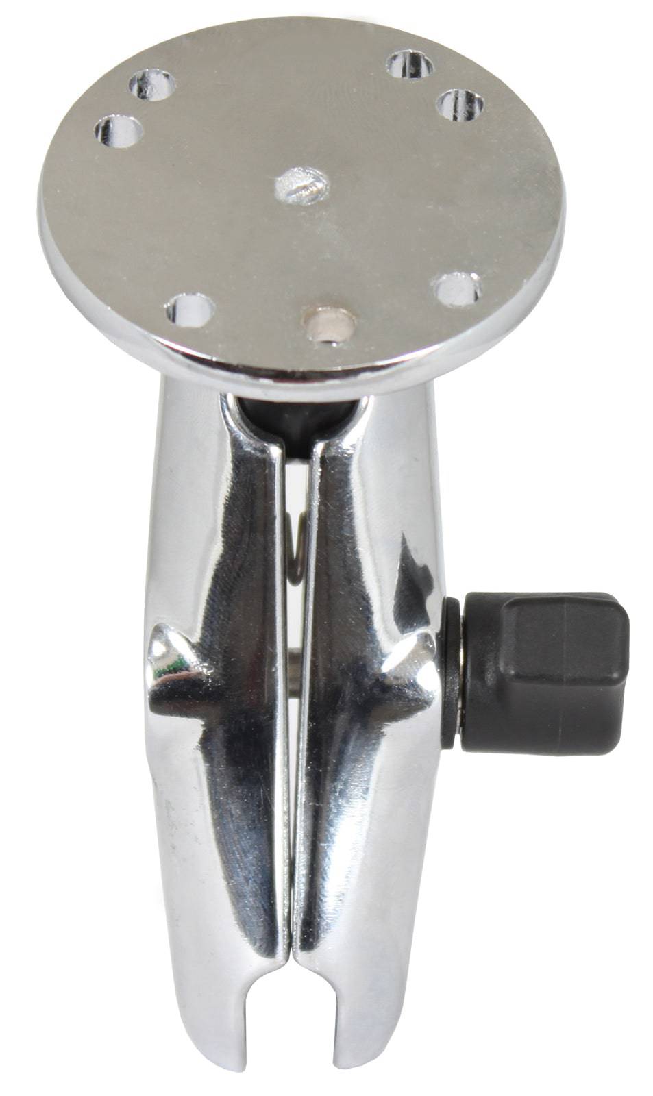 RAM Chrome 1" Diameter Ball Medium Length Double Socket Arm with 2.5" Round Base that contains the AMPs Hole Pattern - RAM-B-103CHU - OC Mounts