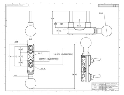 RAM Chrome Motorcycle Brake/Clutch Reservoir Base with 1" Ball - RAM-B-309-1CHU - OC Mounts
