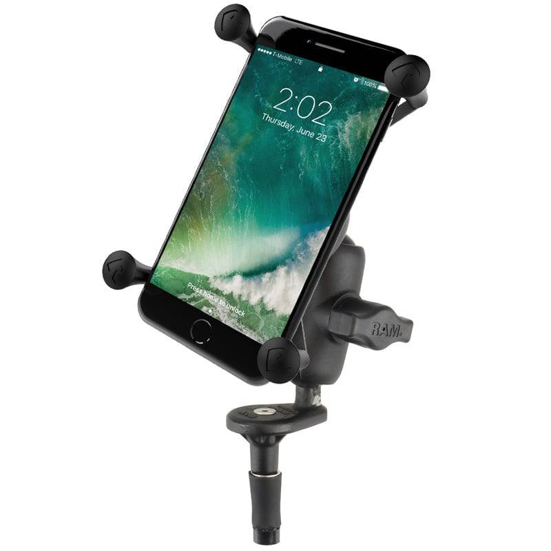 RAM Fork Stem Mount with Short Double Socket Arm & Universal RAM® X-Grip® Large Phone Cradle - RAM-B-176-A-UN10U - OC Mounts