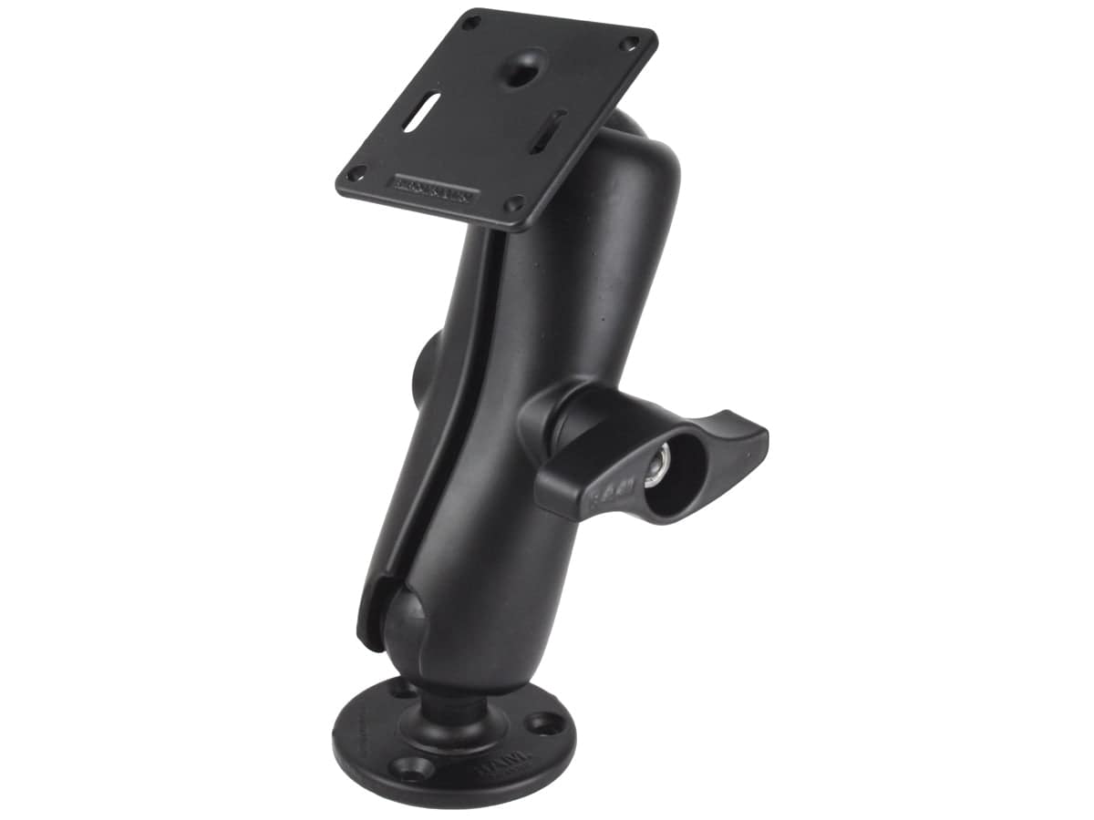 RAM 2.25" Ball Mount, 3.68" Round Plate, Medium Length Double Socket, Jam Nut & 3.625" Square Plate VESA 75mm Pattern - RAM-D-101U-MI1-2461 - OC Mounts