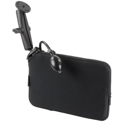 RAM Seat Tough-Wedge™ with 1" Ball Long Double Socket Arm, 2.5" Round Base, Diamond Base and Expansion Pouch- RAM-B-407-C-202-PUMPU - OC Mounts