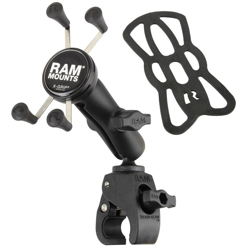 RAM Small Tough-Claw™ Base with Double Socket Arm and Universal RAM® X-Grip® Cell/iPhone Cradle - RAM-B-400-UN7 - OC Mounts
