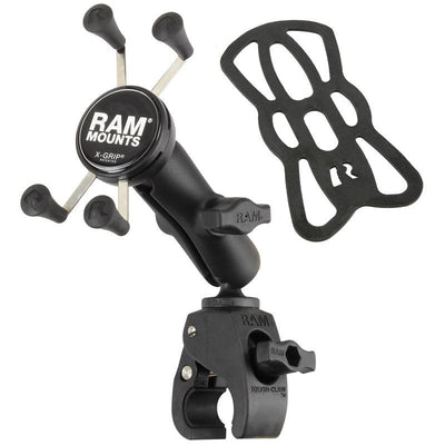 RAM Small Tough-Claw™ Base with Double Socket Arm and Universal RAM® X-Grip® Cell/iPhone Cradle - RAM-B-400-UN7 - OC Mounts