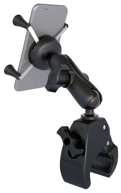 RAM Small Tough-Claw™ Base with Double Socket Arm and Universal RAM® X-Grip® Cell/iPhone Cradle - RAM-B-400-UN7 - OC Mounts