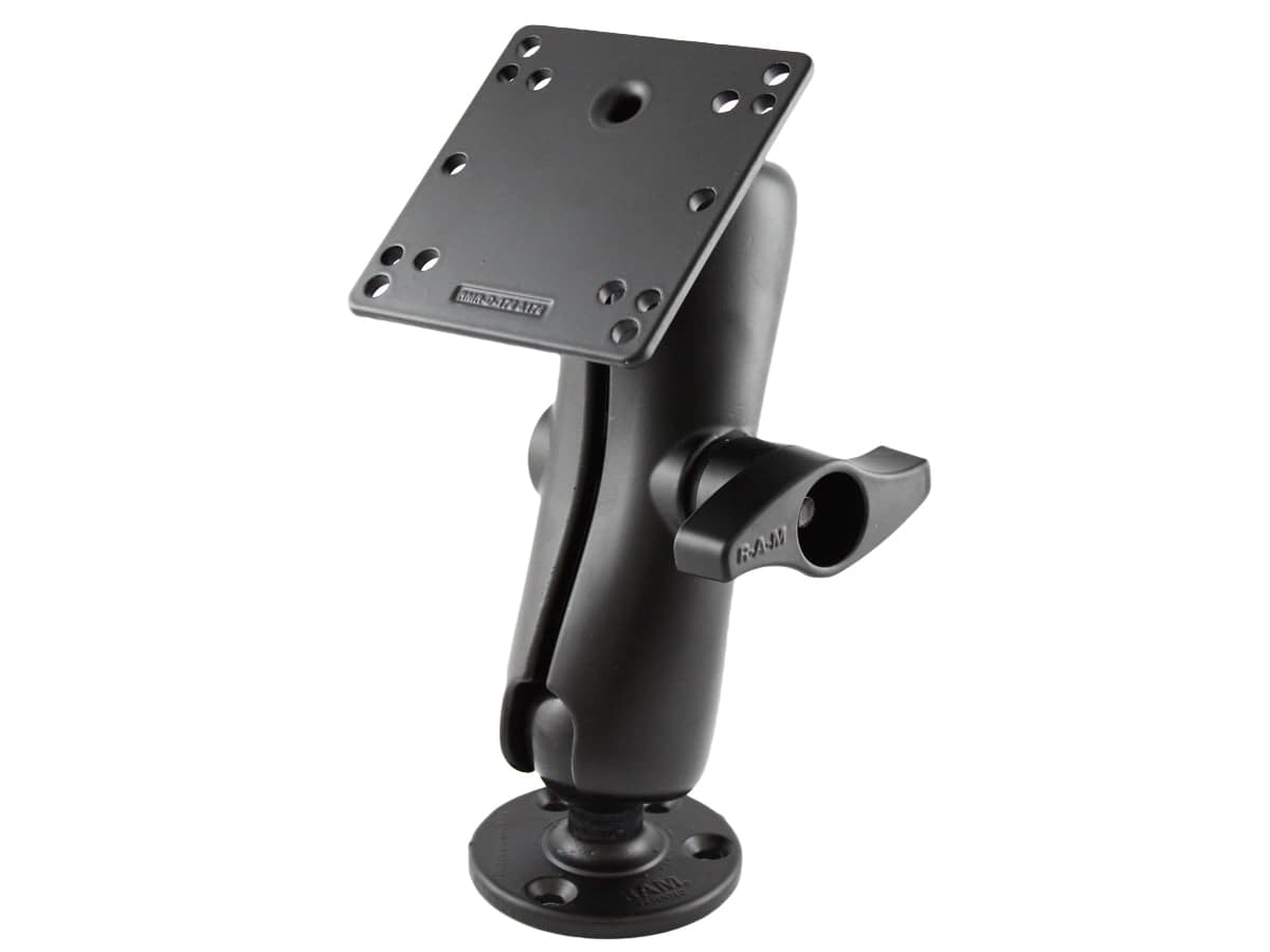 RAM D Size 2.25" Ball Mount with 3.68" Round Plate & 4.75" Square Plate VESA 75mm and 100mm Hole Patterns - RAM-D-101U-246 - OC Mounts